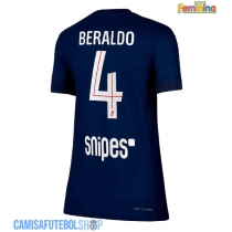 Camisa de time de futebol Paris Saint-Germain Lucas Beraldo #4 Replicas 1º Equipamento Feminina 2025-26 Manga Curta